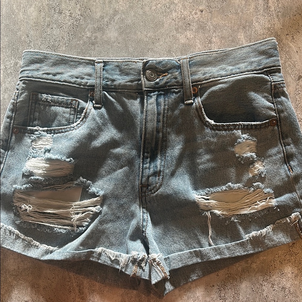 Aeropostale blue jean distressed mom shorts. Size 8